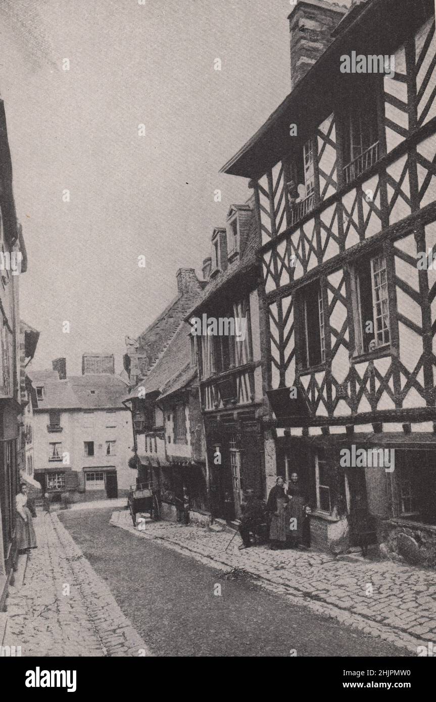 Mittelalterliche Holzhäuser, die Grace St. Brieuc. Côtes-d’Armor. Bretagne (1923) Stockfoto