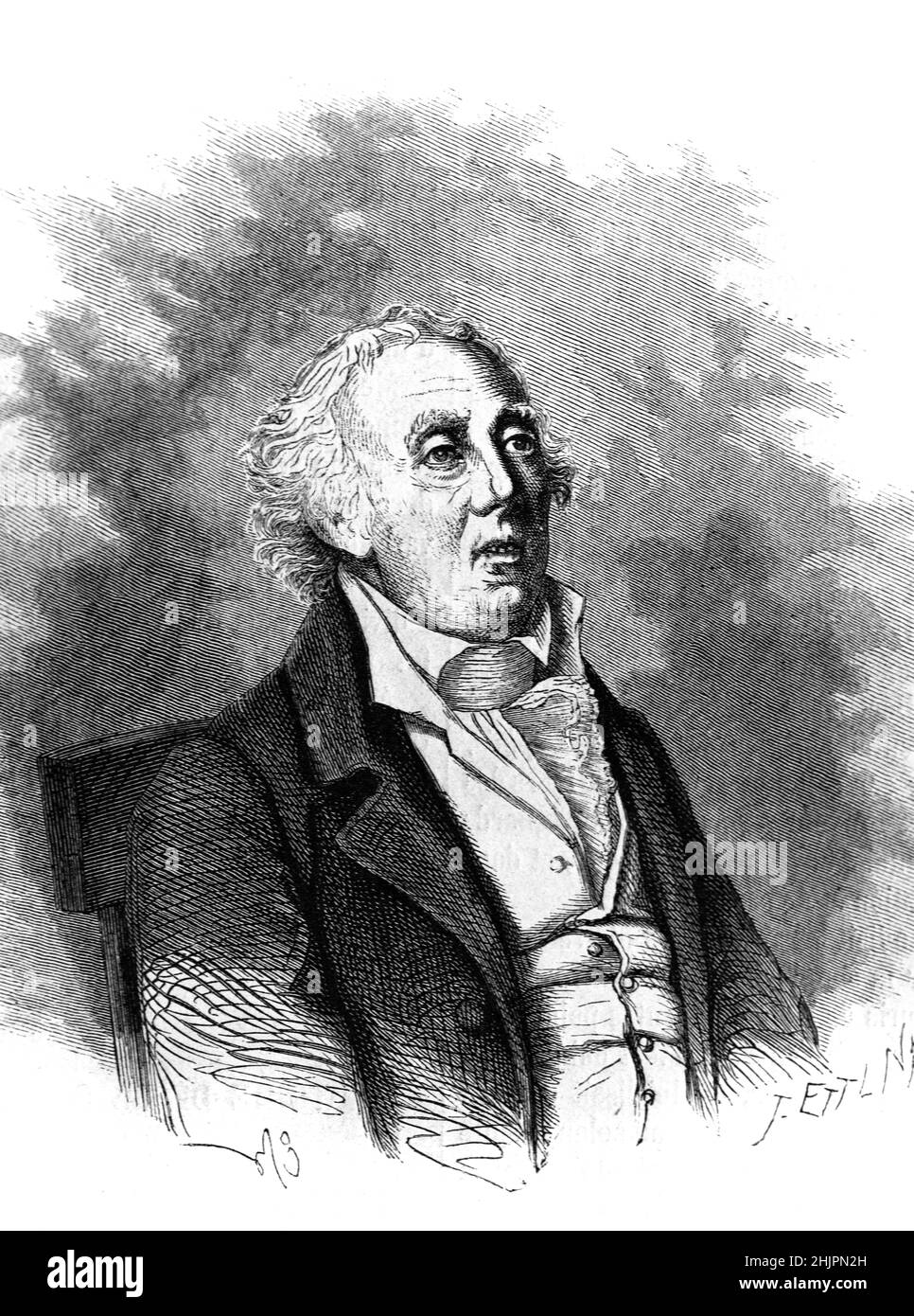Porträt von Francois Huber aka Francis Huber oder Franz Huber (1750-1831) Schweizer Entomologe & Honigbiene Spezialist. Vintage Illustration oder Gravur 1865 Stockfoto