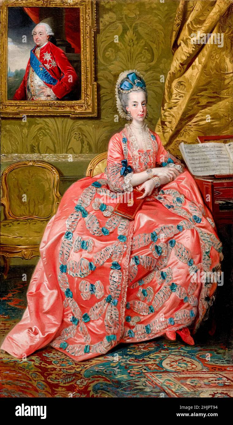 Erzherzogin Maria Amalia von Österreich (1746-1804), Herzogin von Parma, Piacenza und Guastalla durch Heirat, Porträtmalerei von Johann Zoffany, um 1778 Stockfoto