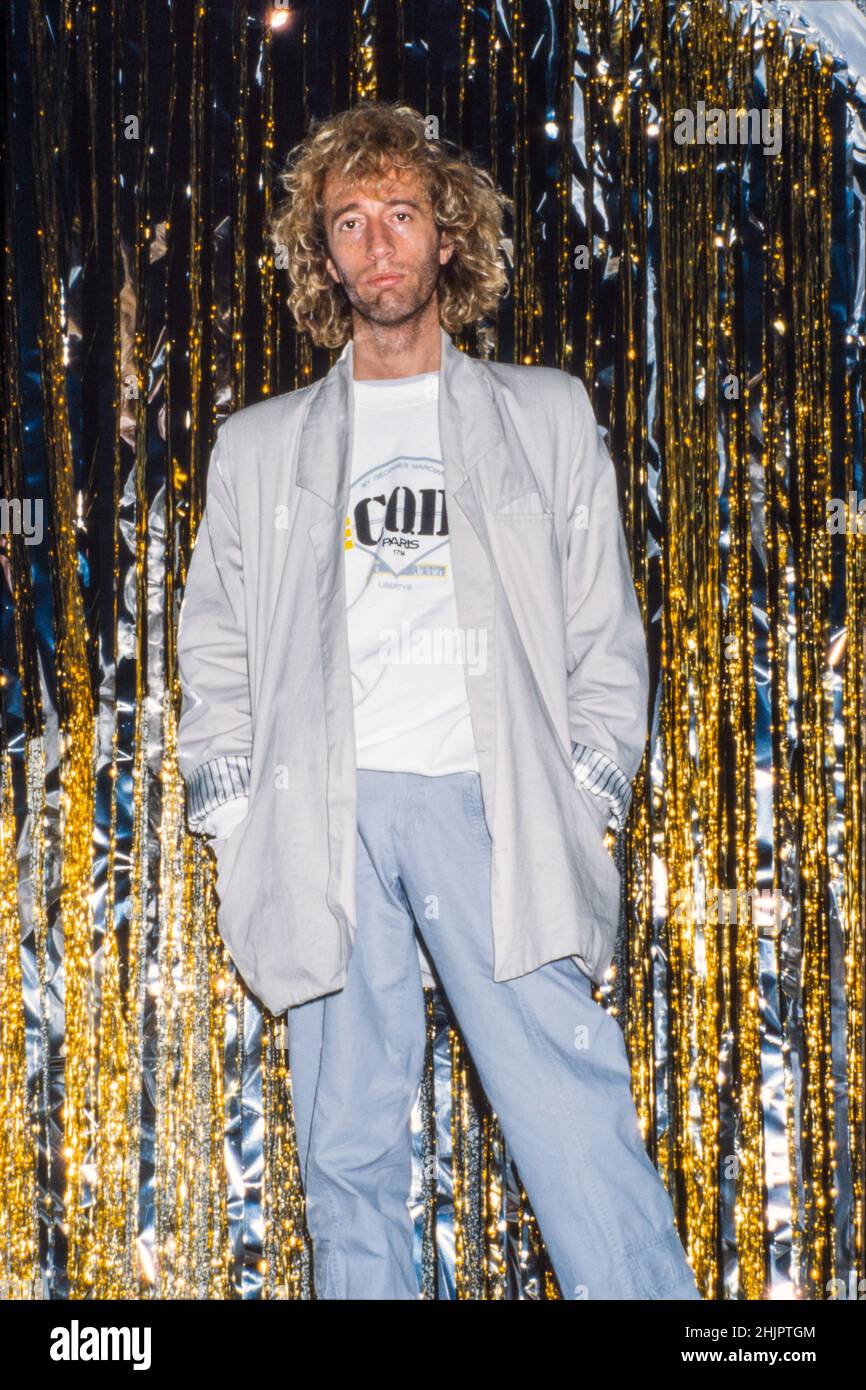 HILVERSUM, NIEDERLANDE - 03. NOV 1985: Sänger Robin Gibb von den Bee Gees. Stockfoto