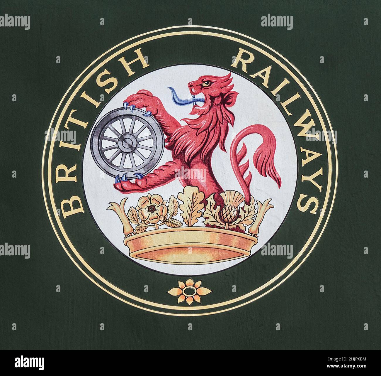 British Railways Lion-and - Wheel Emblem Stockfoto