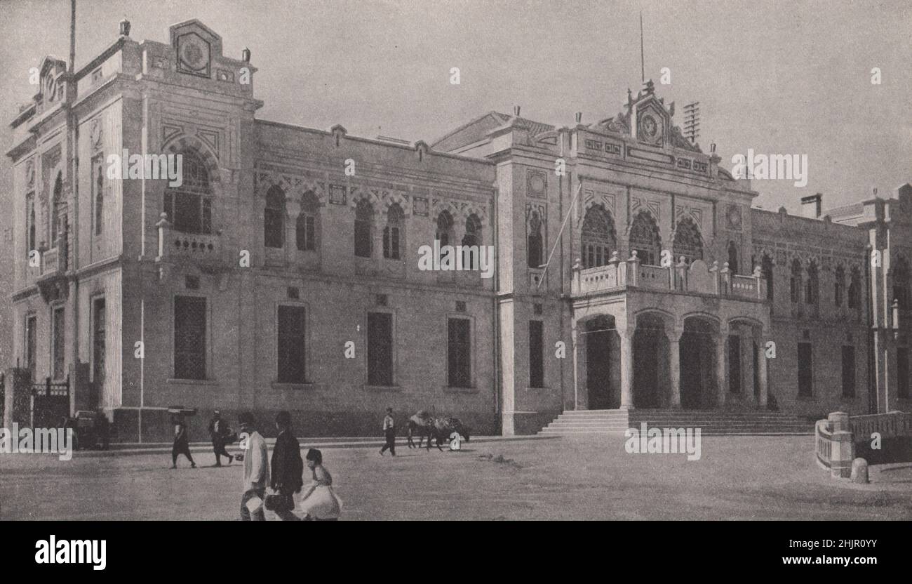 Der Hauptbahnhof wurde von einem deutschen Unternehmen gebaut und ist ein Ausgangspunkt für Pilger. Syrien. Damaskus (1923) Stockfoto