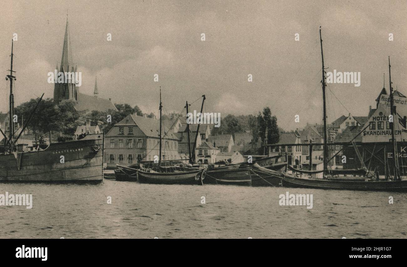 Sonderborg auf der Insel Alsen im Norden Schleswig wurde im Krieg von 1864 von Deutschland annektiert und nebenbei verbrannt, aber 1920 restauriert. Dänemark (1923) Stockfoto