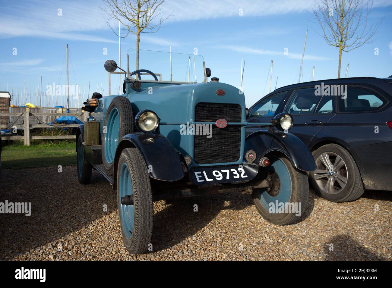 Ein altes trojanisches Auto vom 1920s, war Trojan ein britischer Automobilhersteller, der leichte Autos zwischen 1914 und 1965 produzierte. Stockfoto