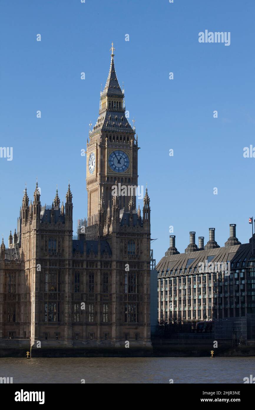 London, Großbritannien, 31. Januar 2022: Die Houses of Parliament im Westminster Palace, wo Premierminister Boris Johnson heute Nachmittag über die Ergebnisse des von der Beamtin, Frau Dr. Dr. Dr. Dr. Dr. Dr. Dr. Dr. Dr. Dr. Dr. Dr. Dr. Dr. Dr. Dr. Dr. H.K., zusammengestellten Berichts über Verstöße gegen die Sperrgesetze in der Downing Street 10 während der Coronavirus-Pandemie sprechen wird. Anna Watson/Alamy Live News Stockfoto