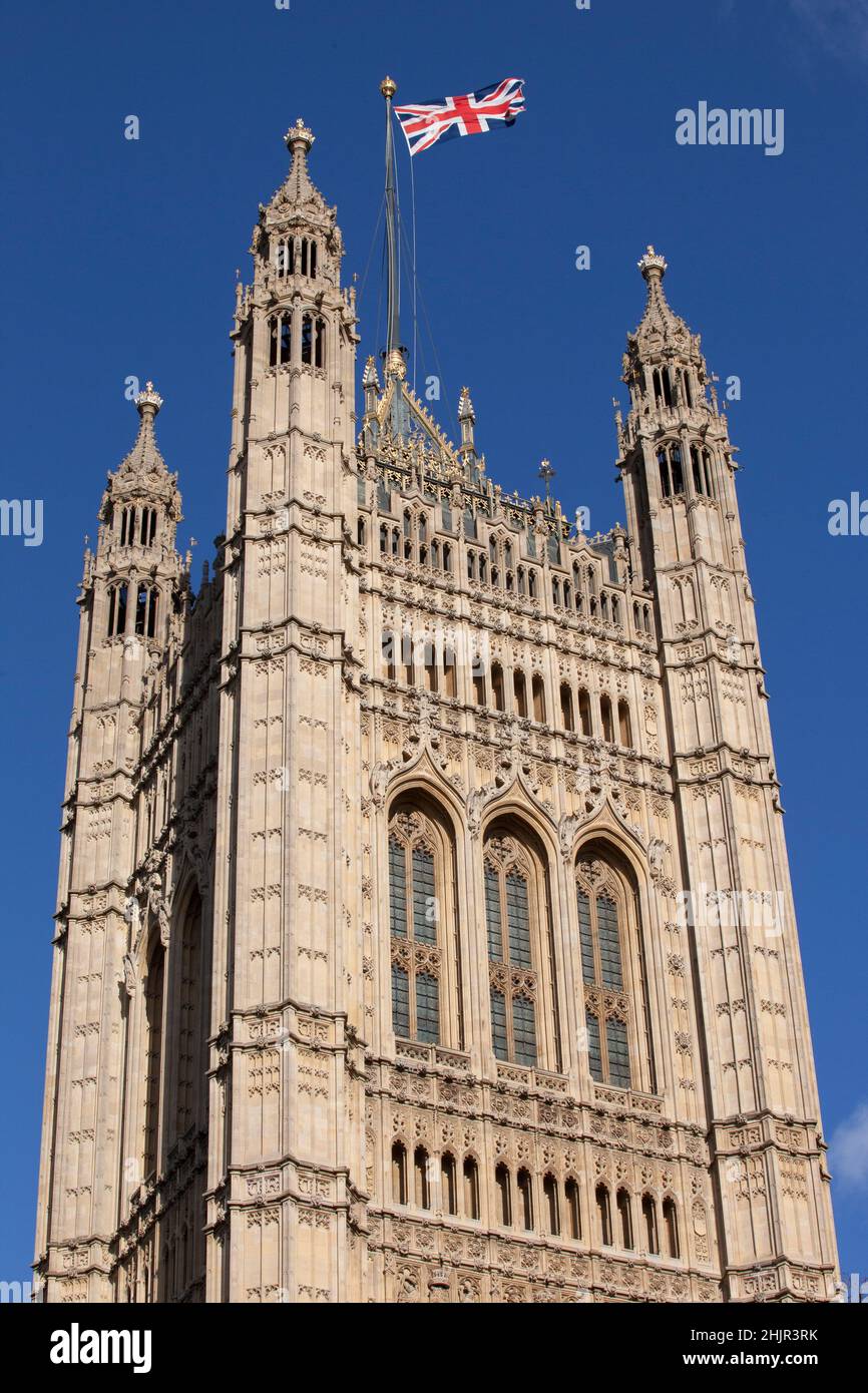 London, Großbritannien, 31. Januar 2022: Die Houses of Parliament im Westminster Palace, wo Premierminister Boris Johnson heute Nachmittag über die Ergebnisse des von der Beamtin, Frau Dr. Dr. Dr. Dr. Dr. Dr. Dr. Dr. Dr. Dr. Dr. Dr. Dr. Dr. Dr. Dr. Dr. H.K., zusammengestellten Berichts über Verstöße gegen die Sperrgesetze in der Downing Street 10 während der Coronavirus-Pandemie sprechen wird. Anna Watson/Alamy Live News Stockfoto