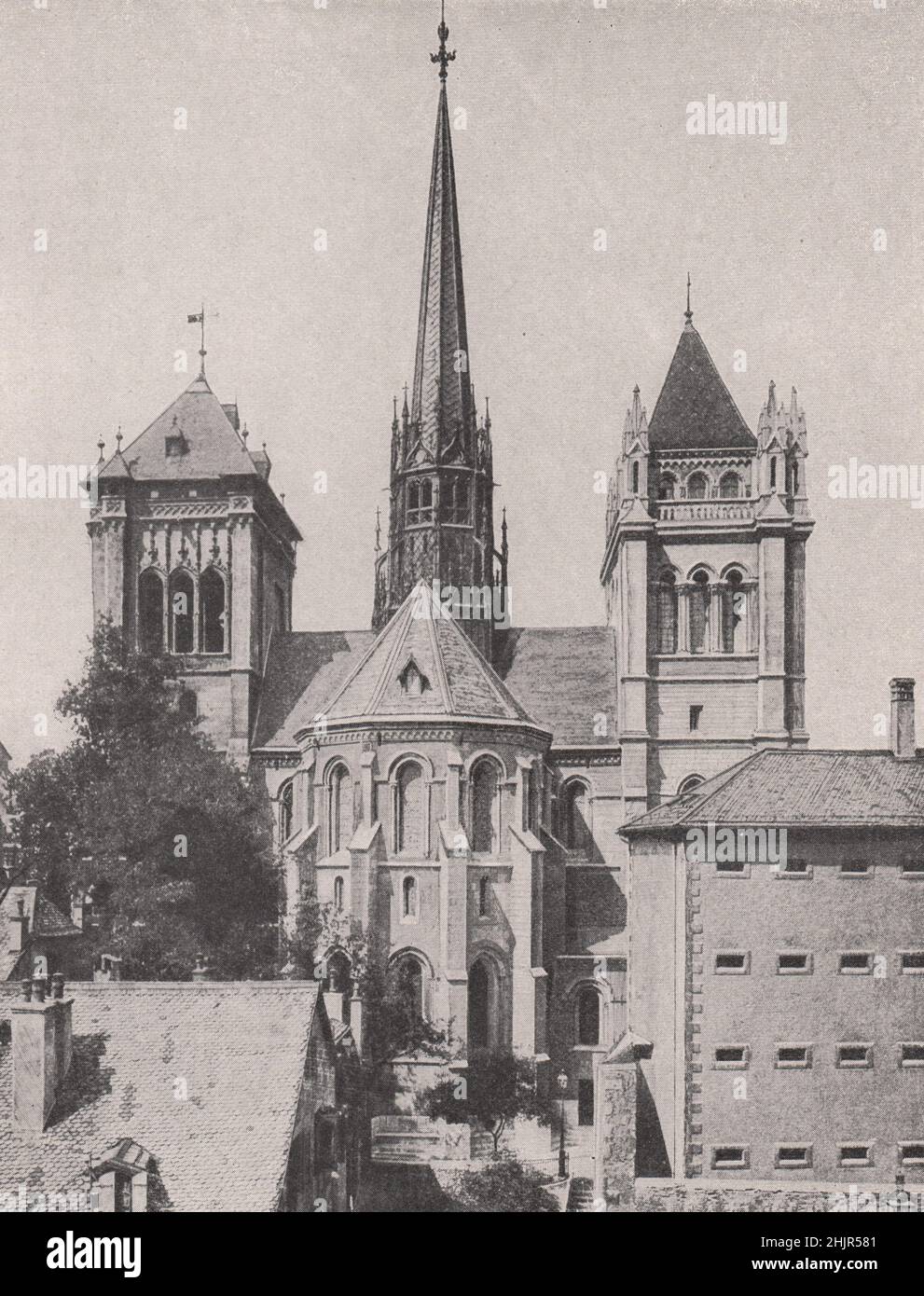 Blick auf die berühmte protestierende Kathedrale von Genf. Schweiz (1923) Stockfoto