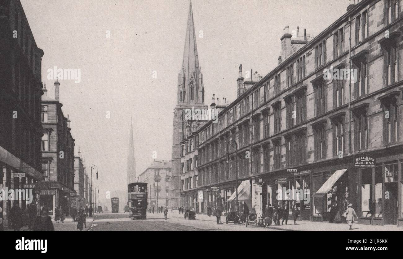 Große westliche Straße mit der bischöflichen Kathedrale Kirche S. Maria auf der rechten Seite. Schottland. Glasgow (1923) Stockfoto