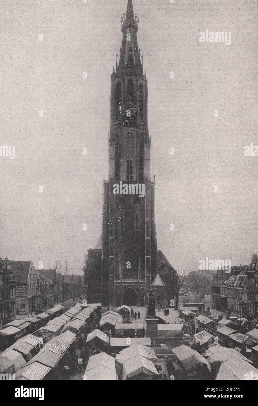 Markttag auf dem Groote markt im alten Delft. Niederlande. Niederlande (1923) Stockfoto