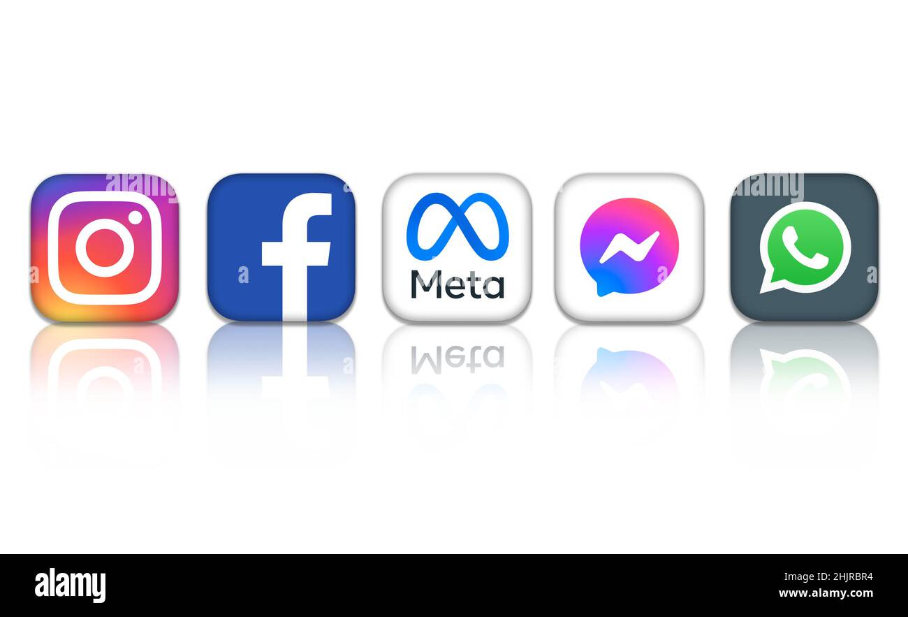 Facebook und die Meta-Plattformen - Technologieunternehmen Stockfoto