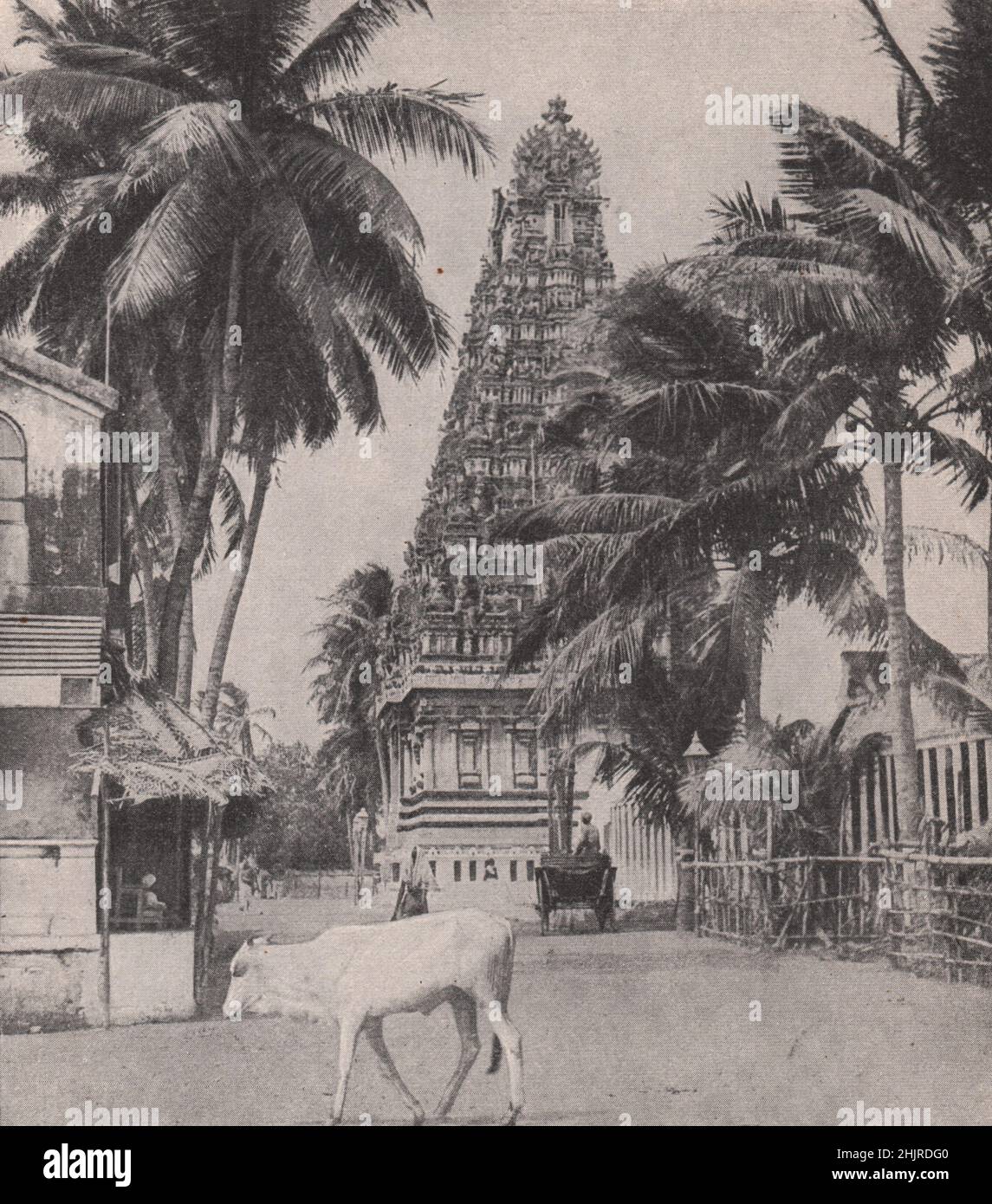 Aufwendig geschnitzter Gopuram am Stadtrand von Madras. Indien (1923) Stockfoto