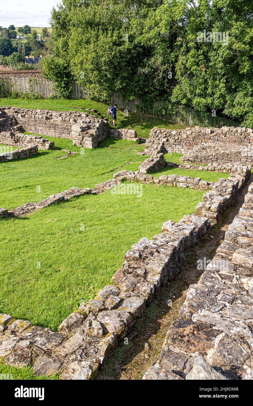 Die Überreste von Milecastle 48 (Poltross Burn) auf der Hadrianmauer in der Nähe von Gilsland, Cumbria, Großbritannien Stockfoto