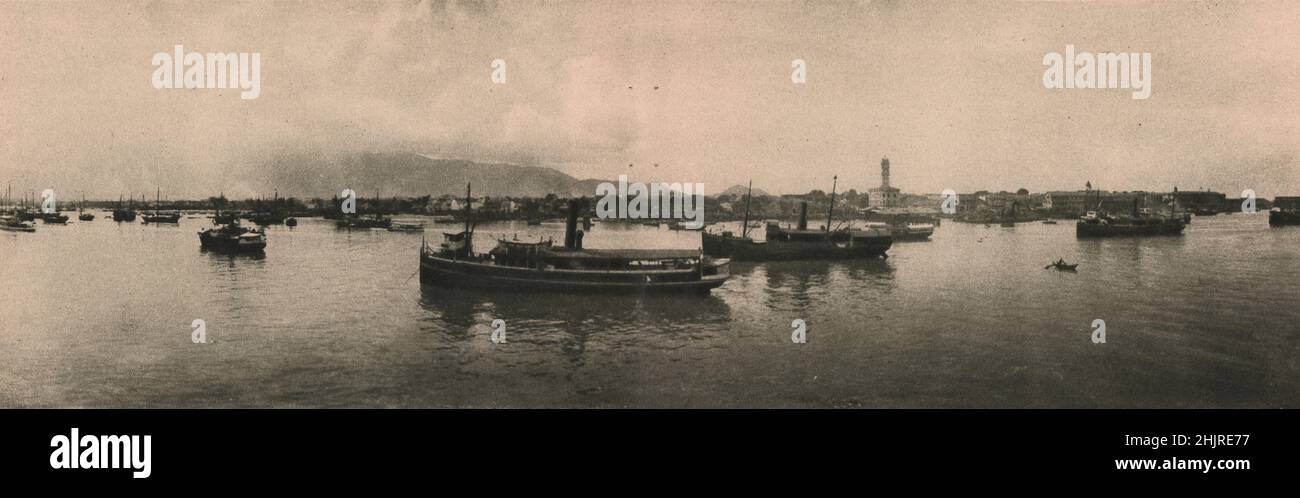 Penang Island und seine Stadt sind von der Provinz Wellesley auf dem Festland durch einen Arm des Meeres über fünf Meilen getrennt. Malaysia. Malaya (1923) Stockfoto
