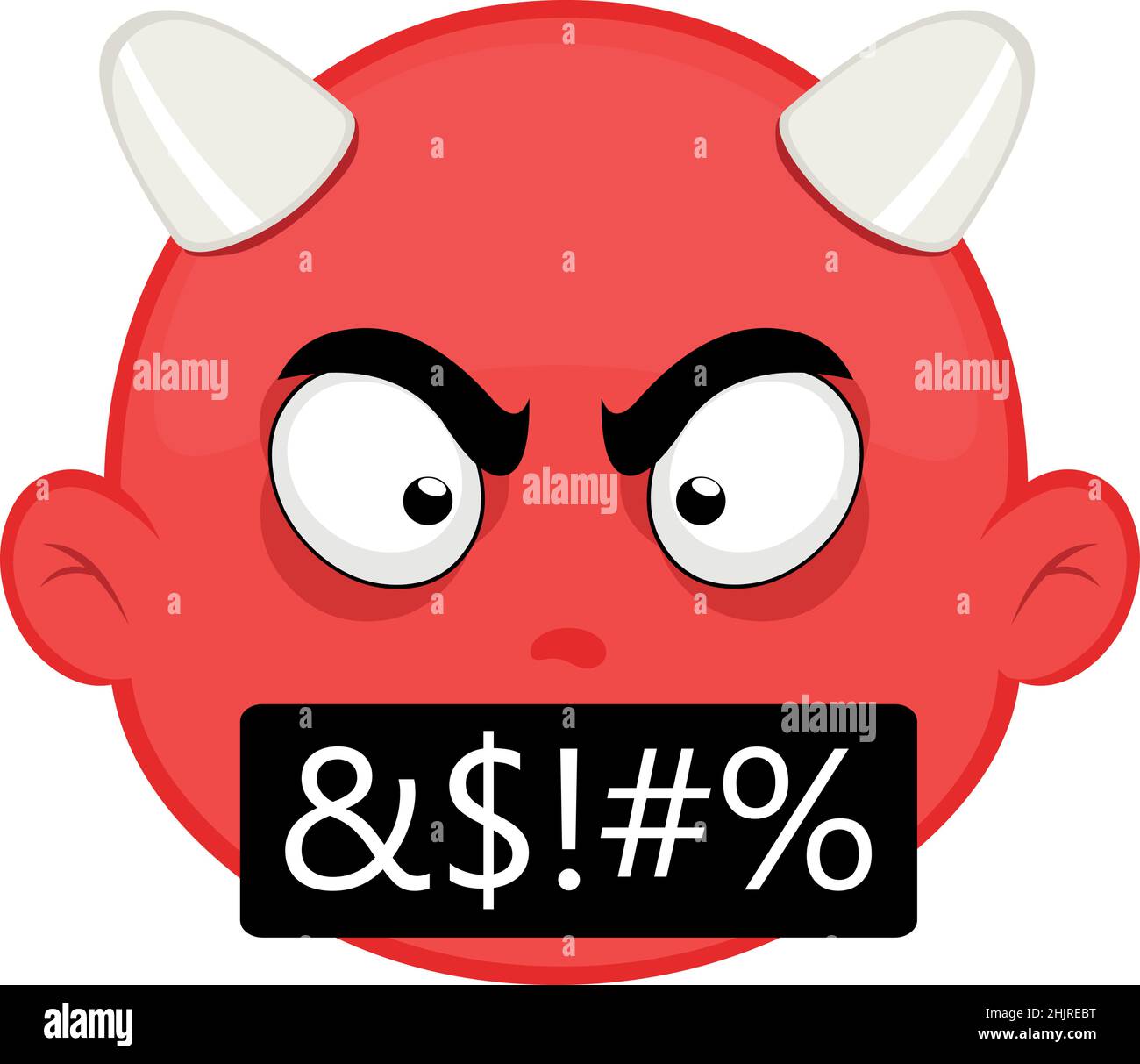 Vektor-Illustration des Gesichts eines Cartoon-Teufels mit einem Ausdruck von Wut und Beleidigungen Stock Vektor
