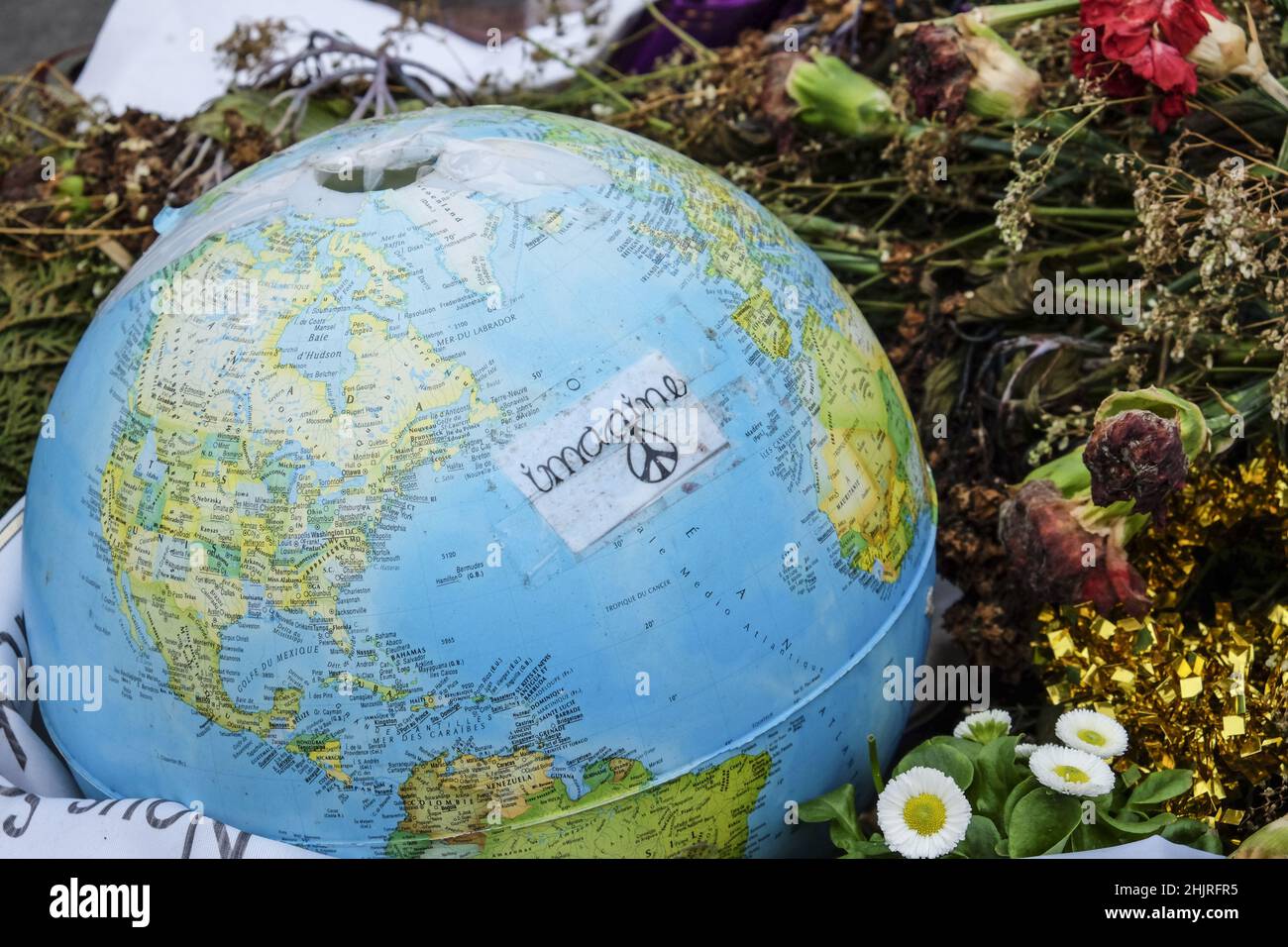 Frankreich. Paris. Place de la République. 2015-01-05 Tribute an die Opfer der Terroranschläge von 2015 Stockfoto