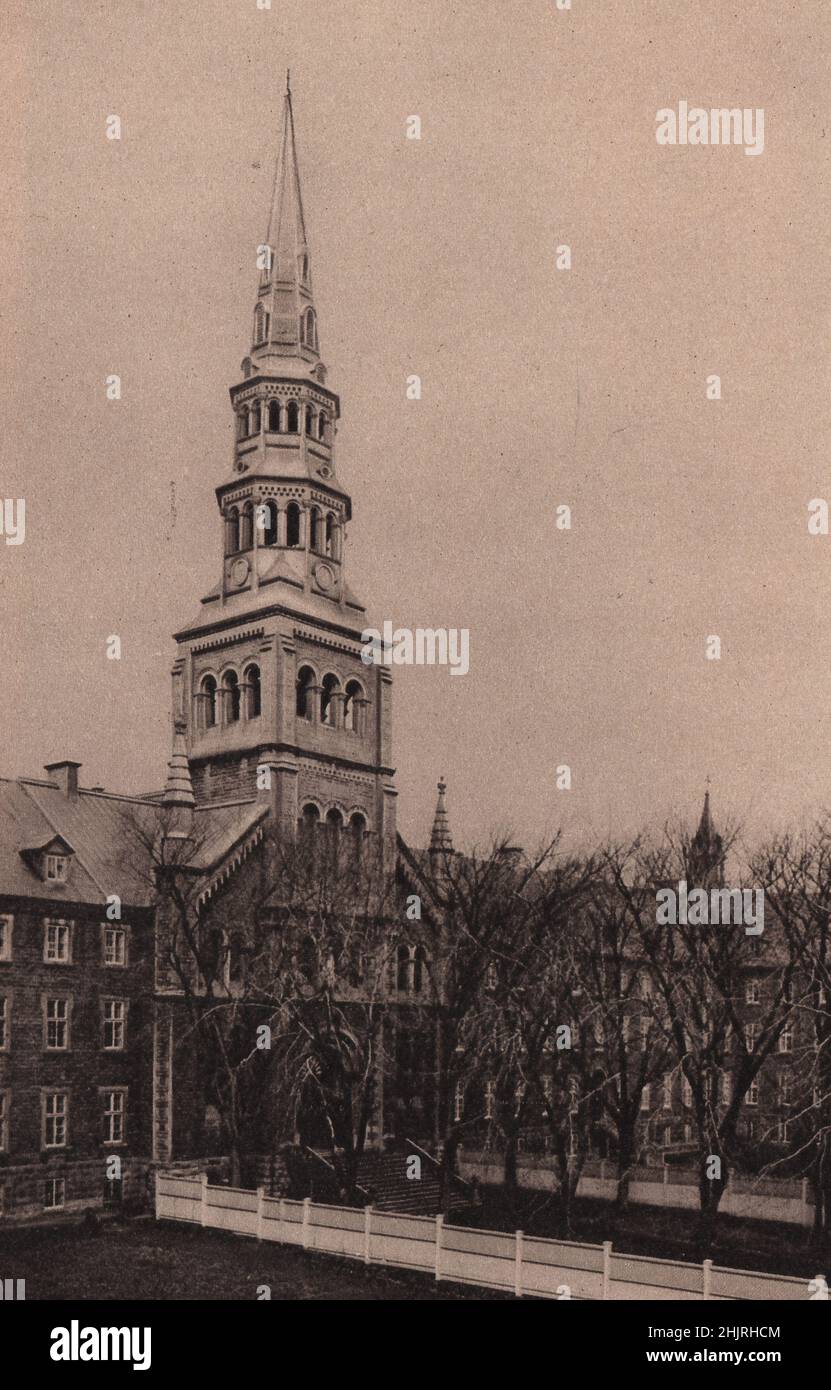 In der Dorchester Street steht das Graue Nunnery, ein Krankenhaus und Asyl für Waisenkinder und ältere Personen, das 1738 gegründet wurde. Quebec. Montreal (1923) Stockfoto