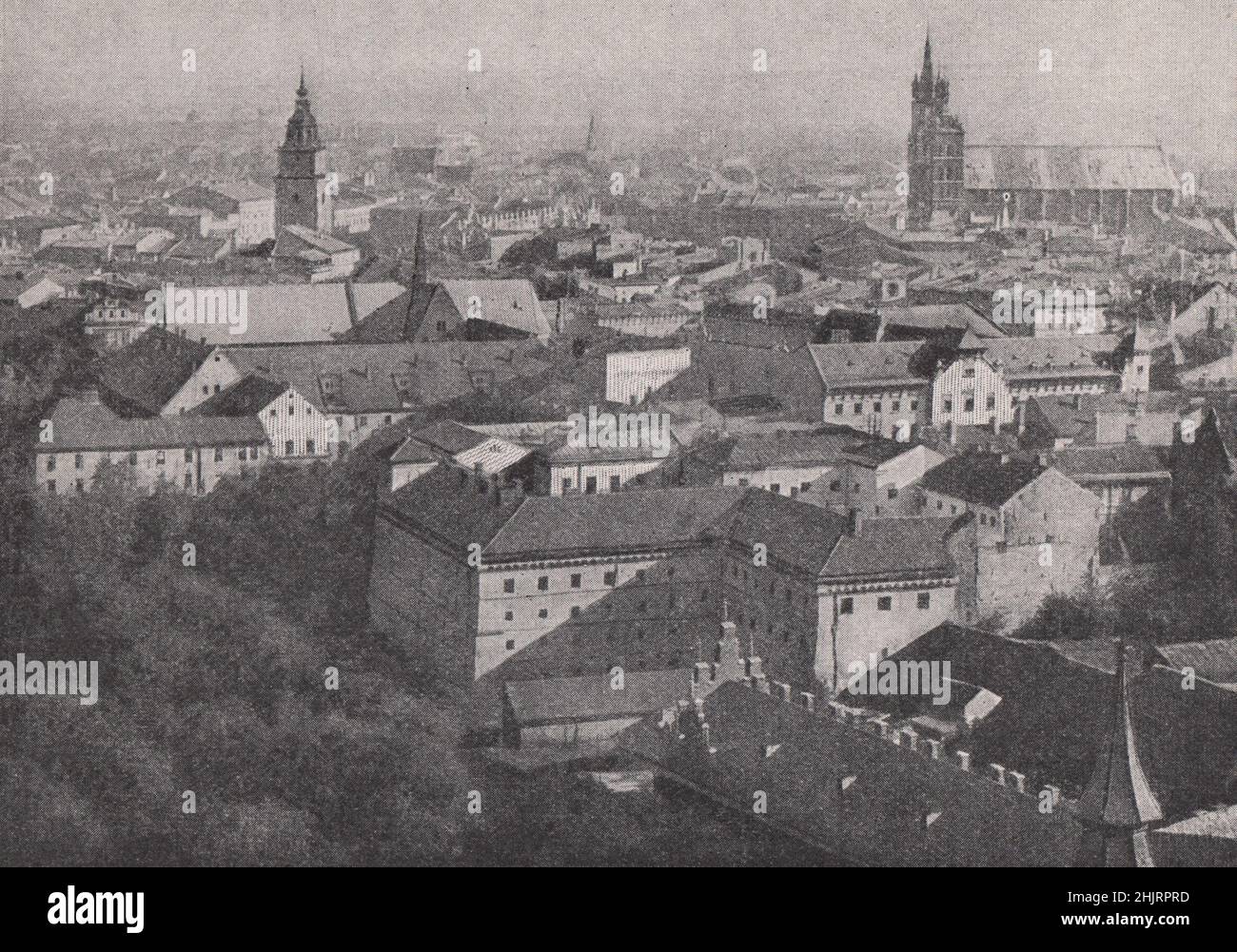 Krakau, die berühmte alte polnische Stadt an der oberen Weichsel. Polen (1923) Stockfoto