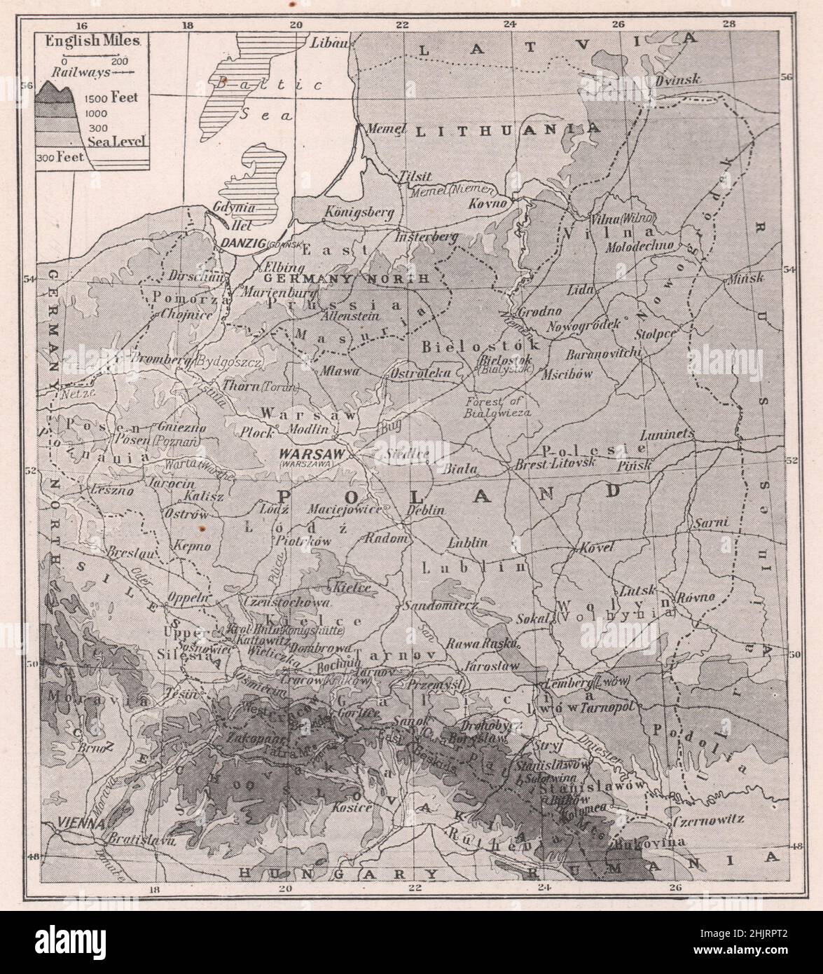 Historischer Durchgang zwischen West- und Osteuropa. Polen (Karte 1923  Stockfotografie - Alamy