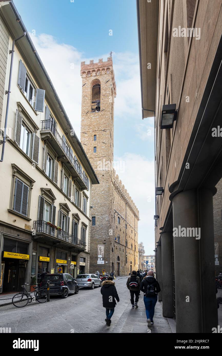 Florenz, Italien. Januar 2022. Außenansicht des Bargello National Museums im Stadtzentrum Stockfoto