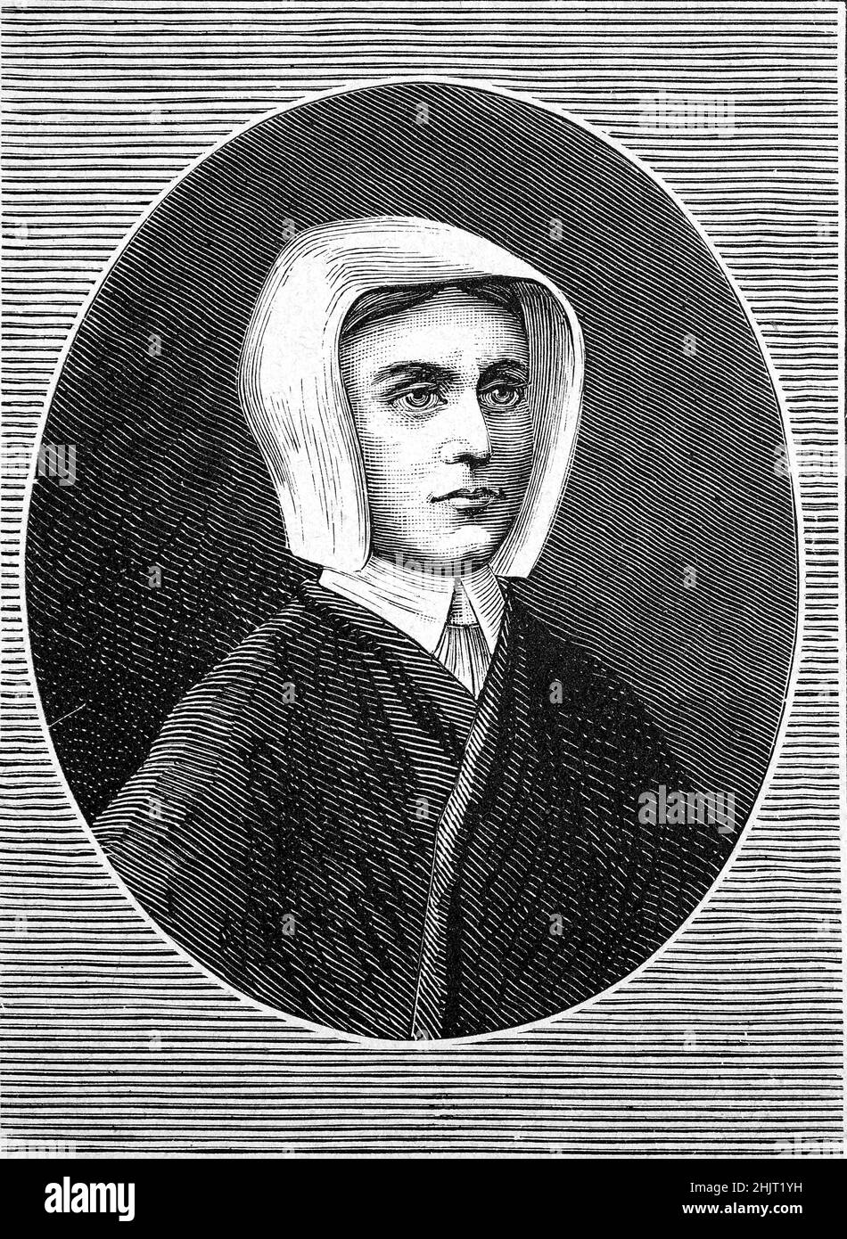 Shaker Frau aus Nordamerika, christliche Freikirche in den USA, die aus dem Quakertum hervorgegangen ist, United Society of Believers in Christ’s Second Appearing / Shaker Woman from North America, Christian free Church in the USA that wew out of Quakerism, United Society of Believers in Christ's Second Appearing, Historisch, Historisch, Historisch, Historisch, Digital verbesserte Reproduktion eines Originals aus dem 19th. Jahrhundert / digital restaurierte Reproduktion einer Originalvorlage aus dem 19. Jahrhundert, das Originaldatum ist nicht bekannt Stockfoto