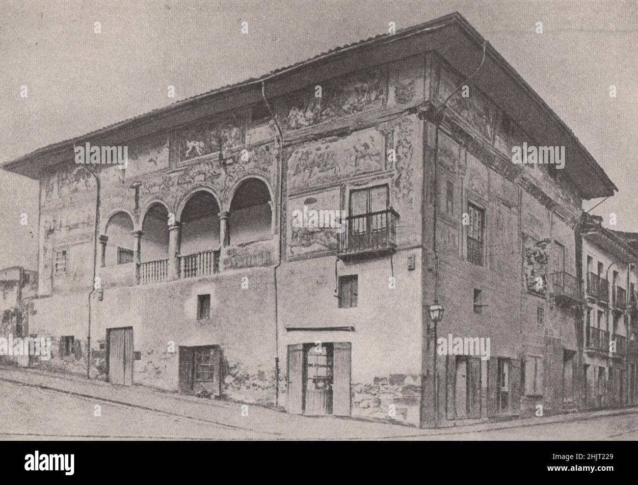 Wandgemälde eines Gebäudes aus der alten Welt im Baskenland. Spanien (1923) Stockfoto