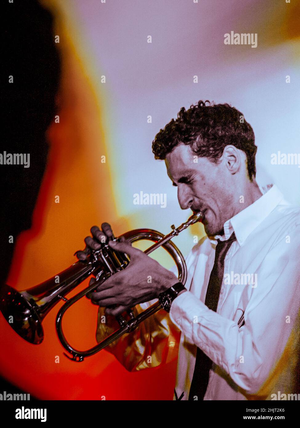 Jazz Band in Neon gefilterter Lichteffekt Stockfoto