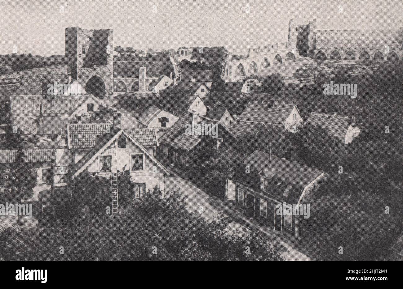 Wisby, Hauptstadt der Insel Gothland, und seine mittelalterlichen Mauern. Schweden (1923) Stockfoto