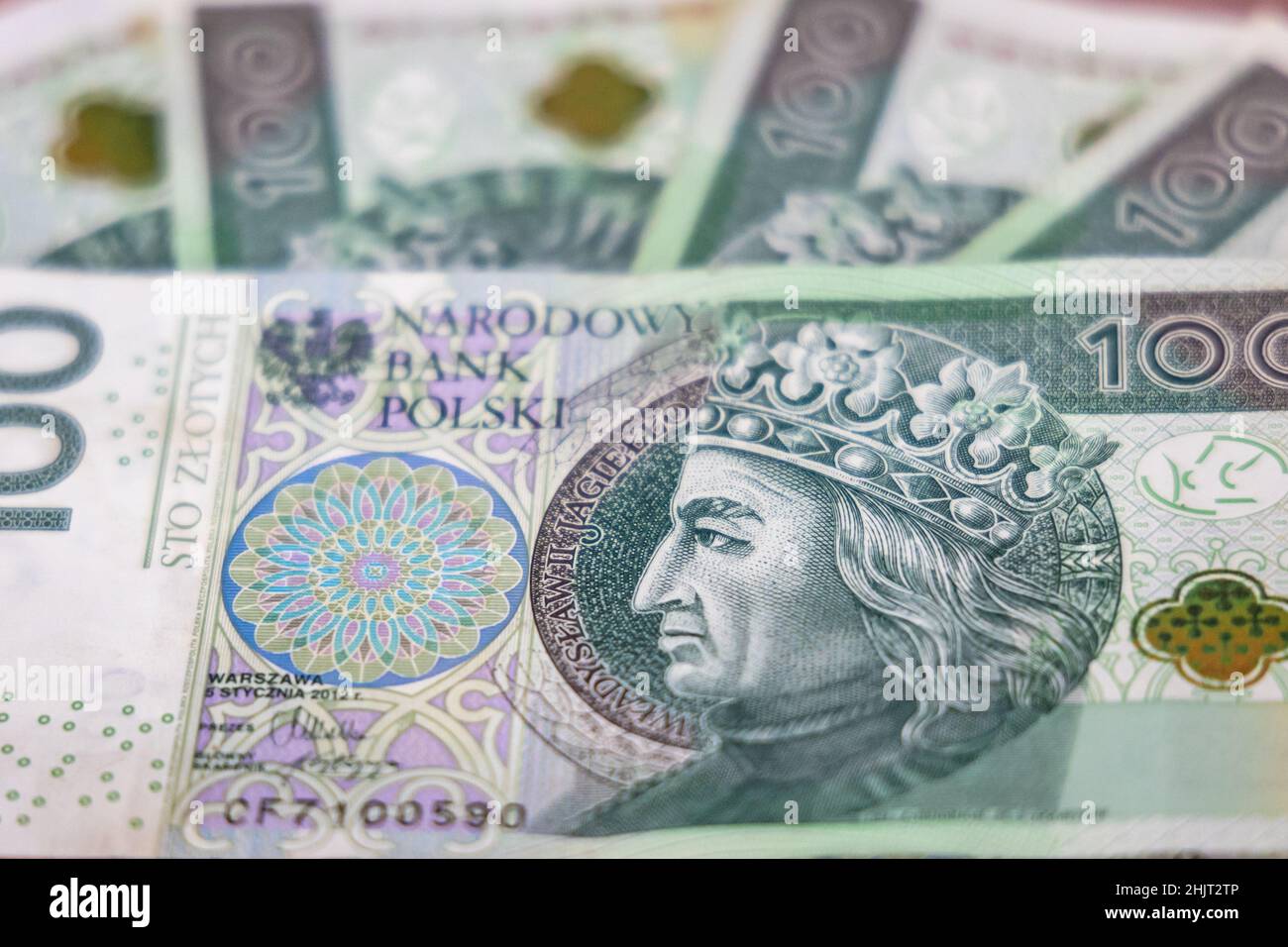 Nahaufnahme von Banknoten von polnem Zloty Stockfoto