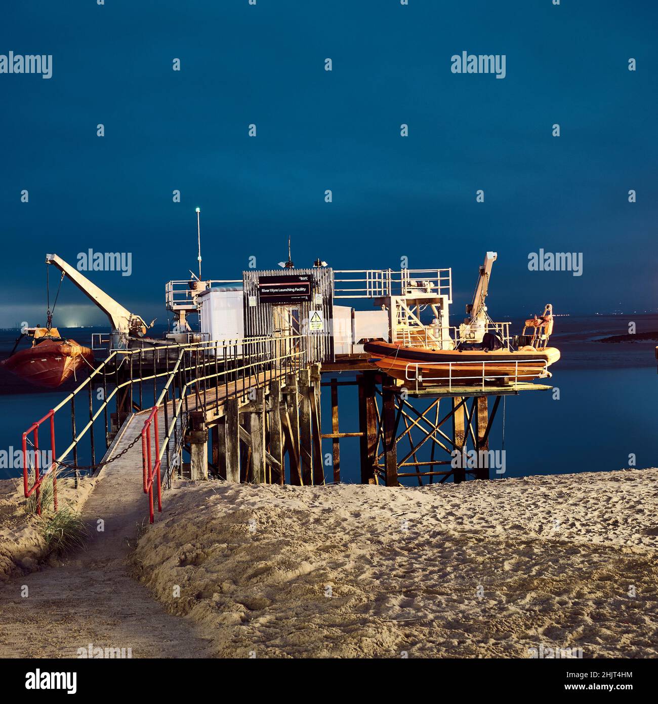 Bootsanlegestelle von River Wyre in Fleetwood, Großbritannien Stockfoto