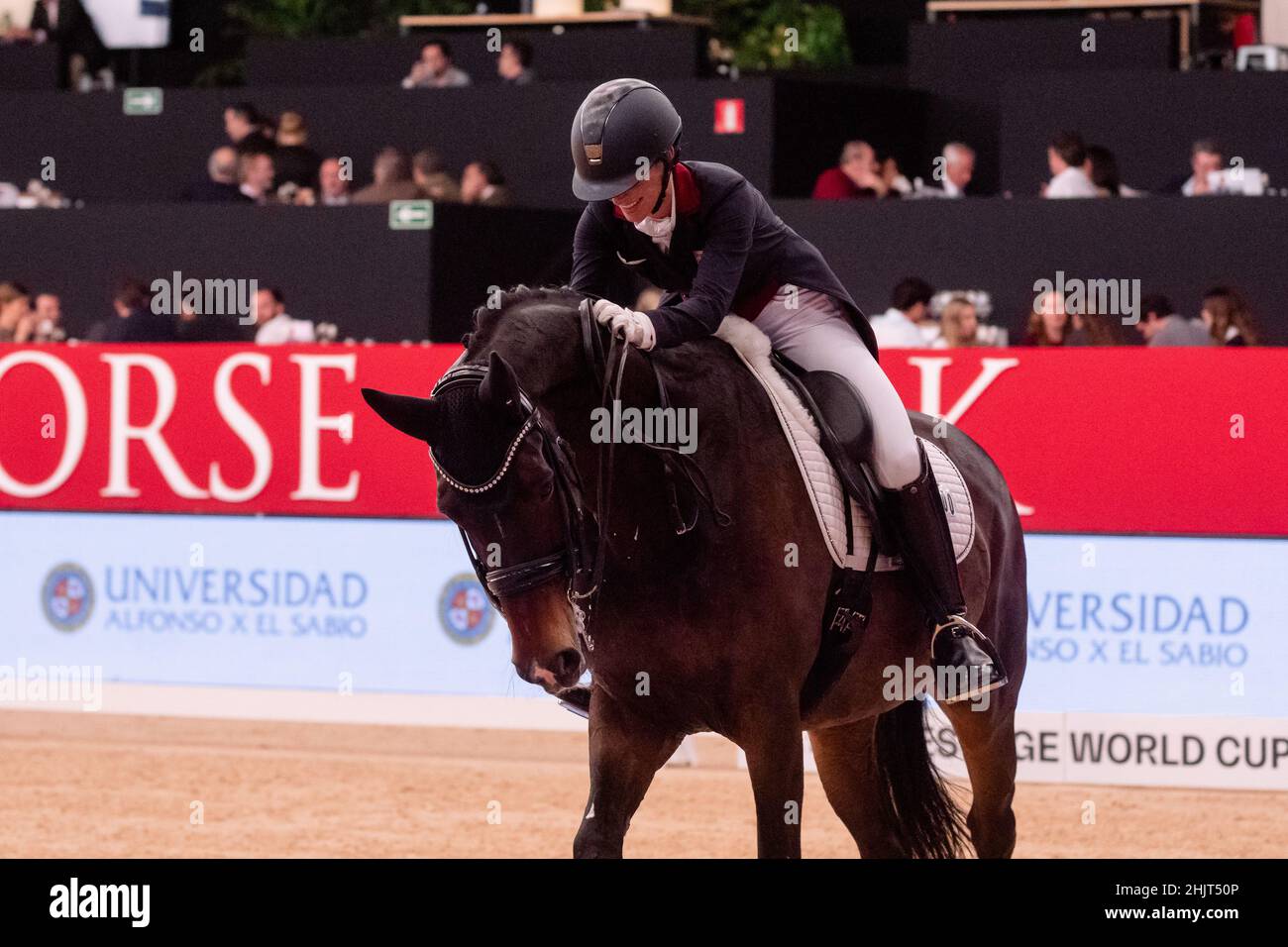 Patricia Ferranco (VEN) mit Elvis (KWPN) während der Longines FEI Weltmeisterschaft am 29 2019. November in der Madrid Horse Week, Spanien Stockfoto
