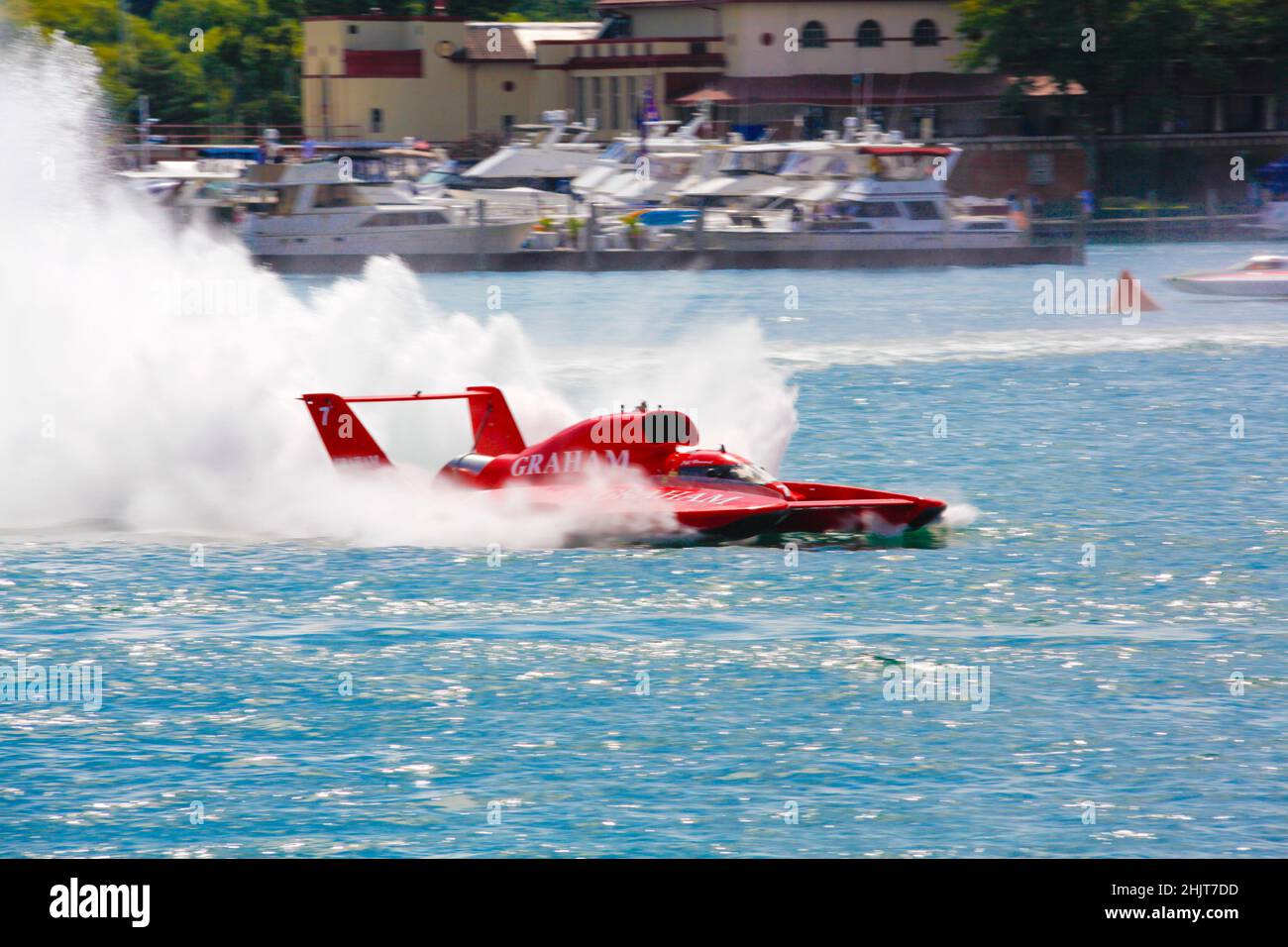 Detroit Wasserflugzeug-Bootsrennen in der Nähe von Belle Isle Stockfoto