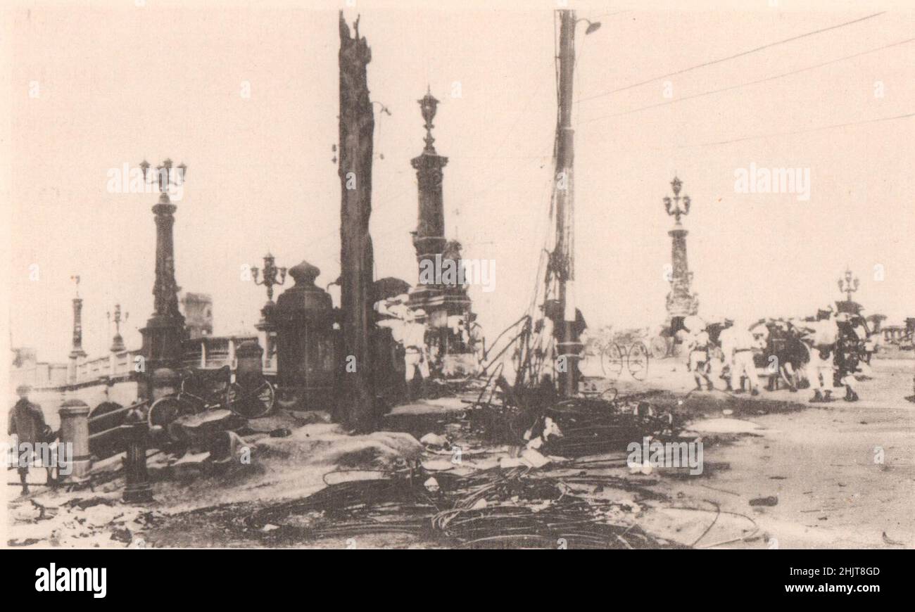 Erdbeben in Japan 1923: Die Ruinen der Nihombashi-Brücke nach der Katastrophe Stockfoto