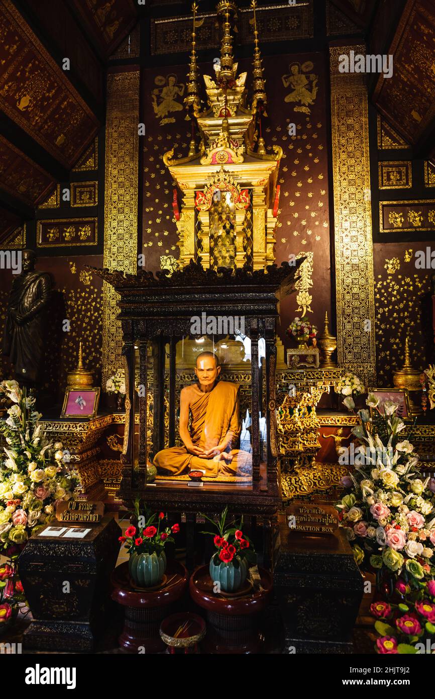 Chiang Mai, Thailand - märz 5 2018: Mönchsstatue im Tempel Stockfoto