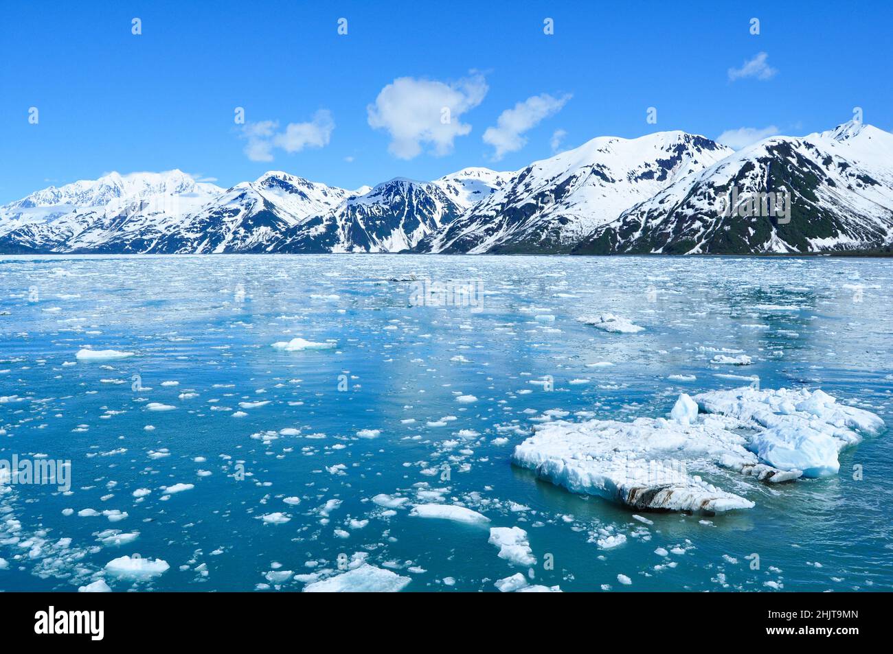 Wrangell-St. Elias National Park und Preserve Eis schwimmt um den Hubbard Gletscher, Alaska Stockfoto