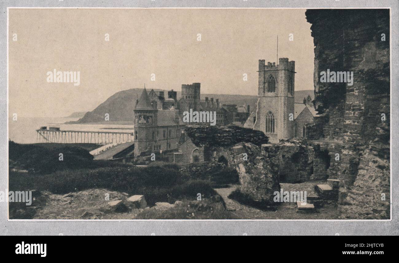 University College, Kirche und Burgruinen, Aberystwyth. Cardiganshire (1913) Stockfoto