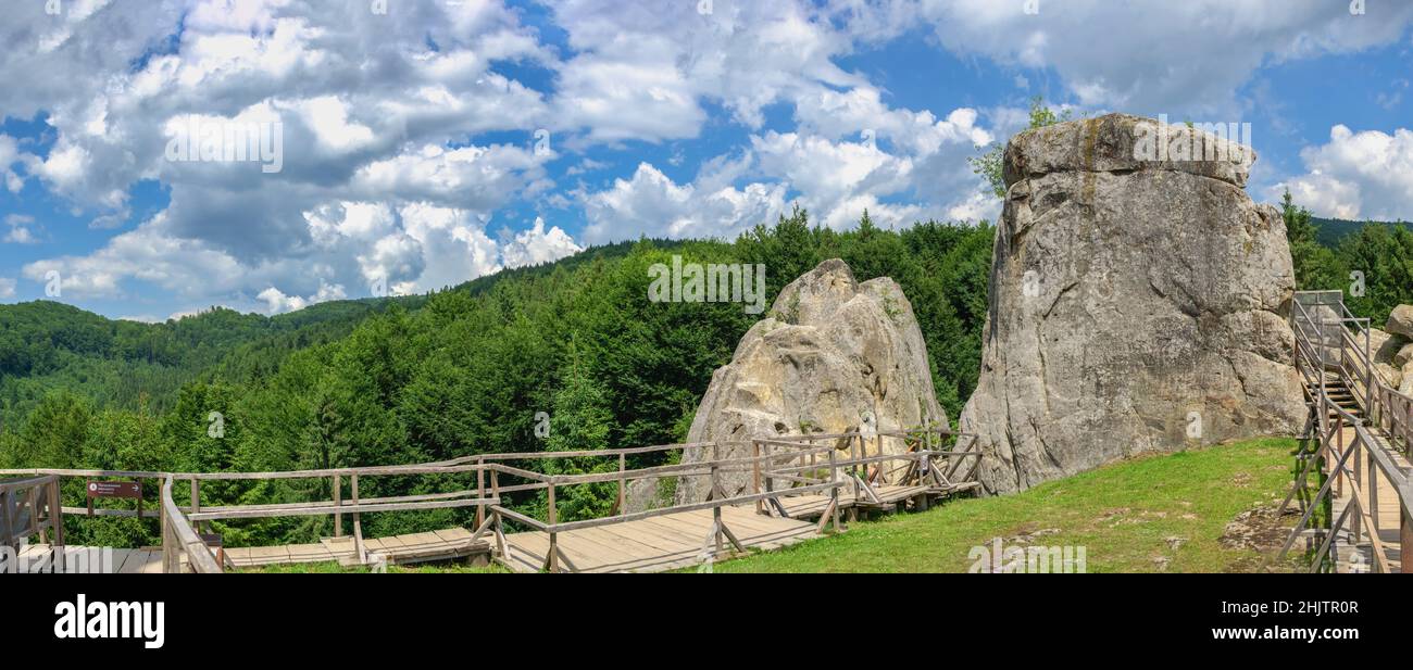 Der Felskomplex von Tustan in der Ukraine Stockfoto