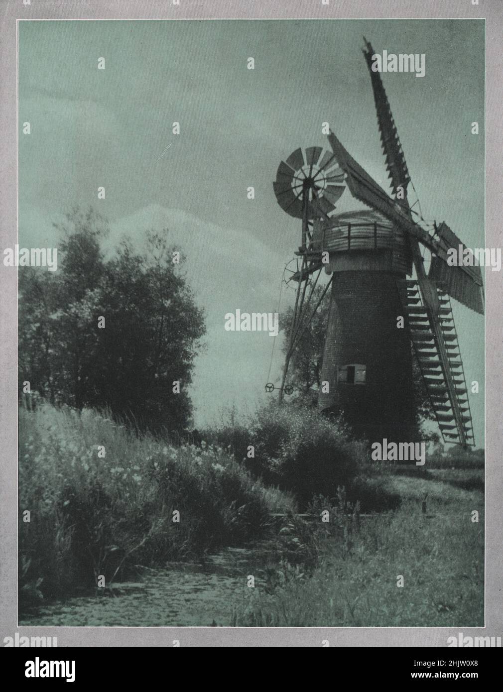 Eine Windmühle auf Fleet Dyke. Norfolk (1913) Stockfoto
