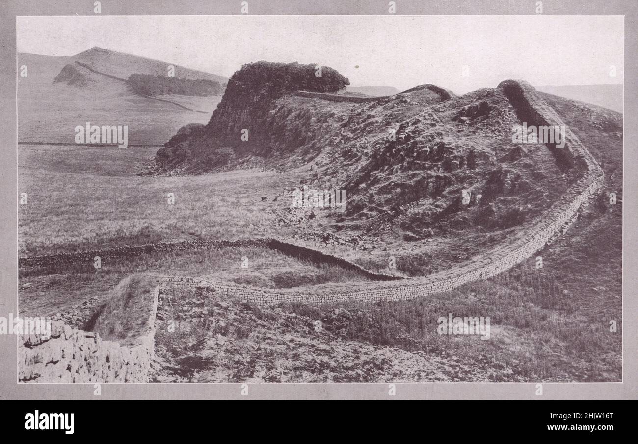 Römische Mauer in der Nähe von Housesteads. Northumberland (1913) Stockfoto