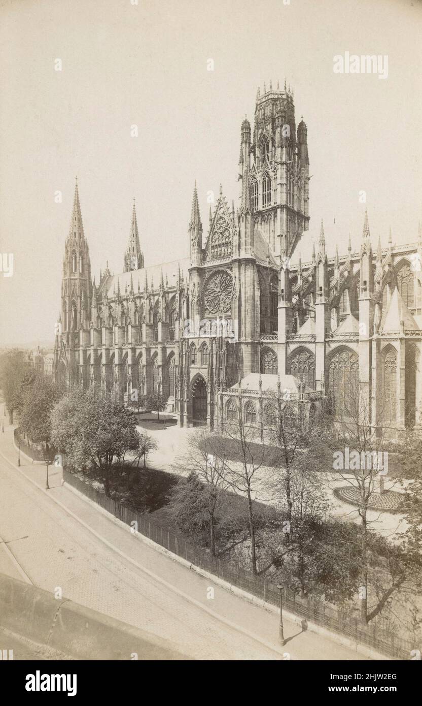 Antike Fotografie von der Abtei Saint-Ouen in Rouen, Frankreich, um 1890. QUELLE: ORIGINAL ALBUMIN FOTO Stockfoto