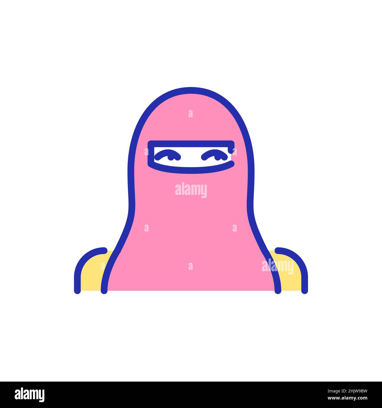 Frau mit Niqab. Pixel perfekte, bearbeitbare Kontur farbenfrohes Avatar-Symbol Stock Vektor