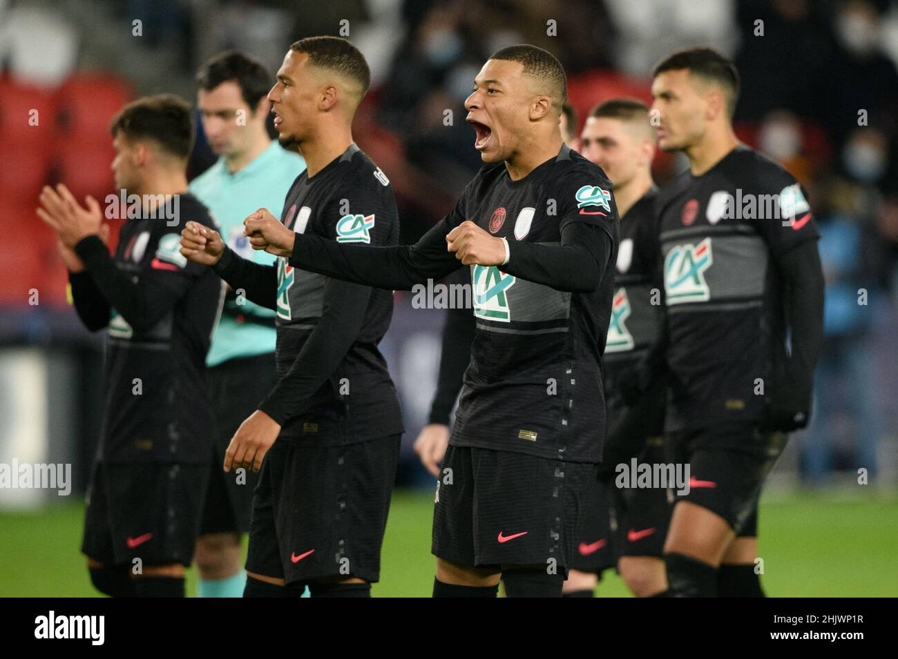 Kylian Mbappe während des French Cup Paris Saint-Germain gegen OGC Nizza Fußballspiel im Parc des Princes Stadion am 31. Januar 2022 in Paris, Frankreich. Foto von Laurent Zabulon/ABACAPRESS.COM Stockfoto