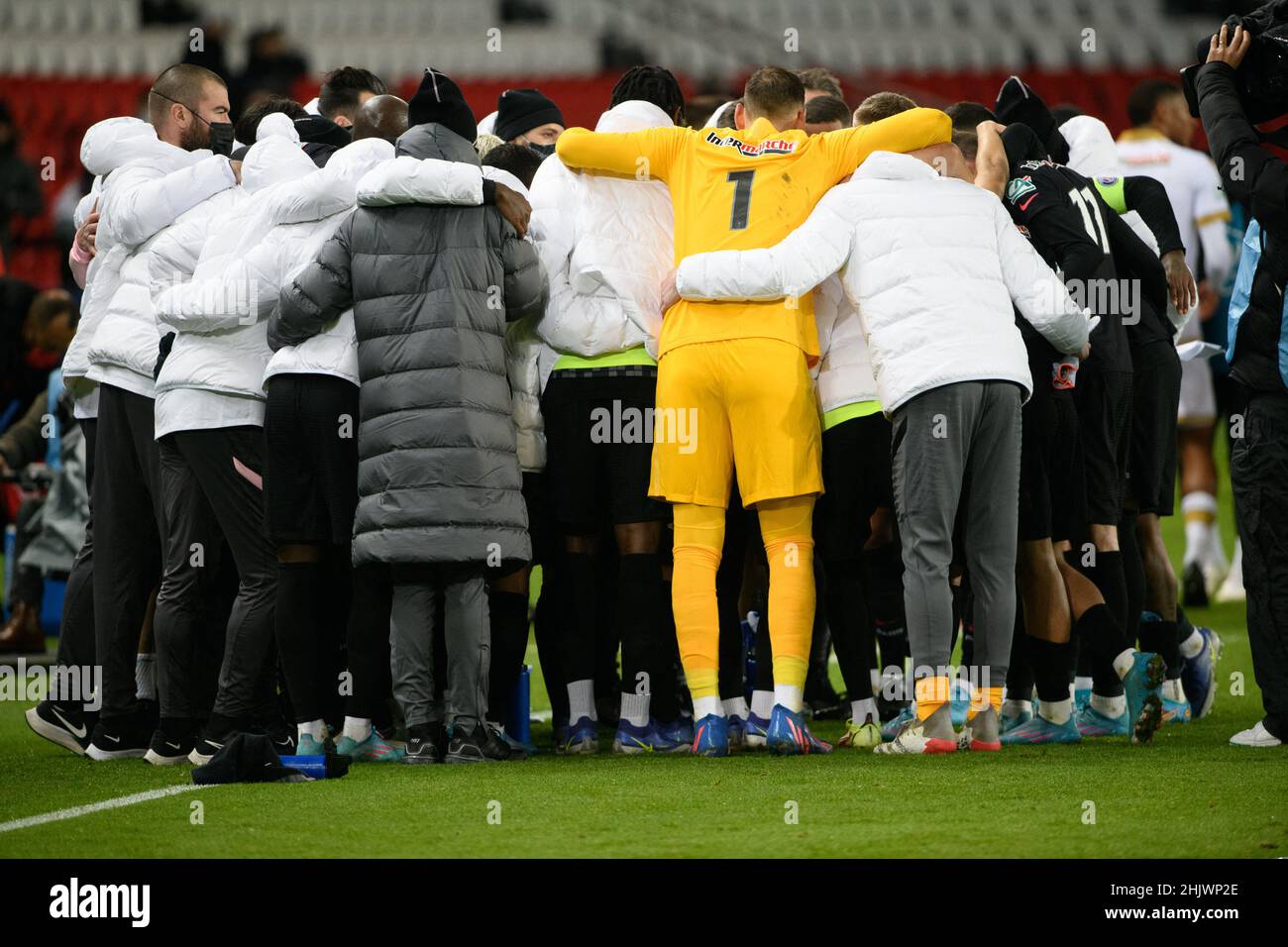 Nice feiert den Sieg beim französischen Cup Paris Saint-Germain gegen OGC Nice Fußballspiel im Stadion Parc des Princes am 31. Januar 2022 in Paris, Frankreich. Foto von Laurent Zabulon/ABACAPRESS.COM Stockfoto