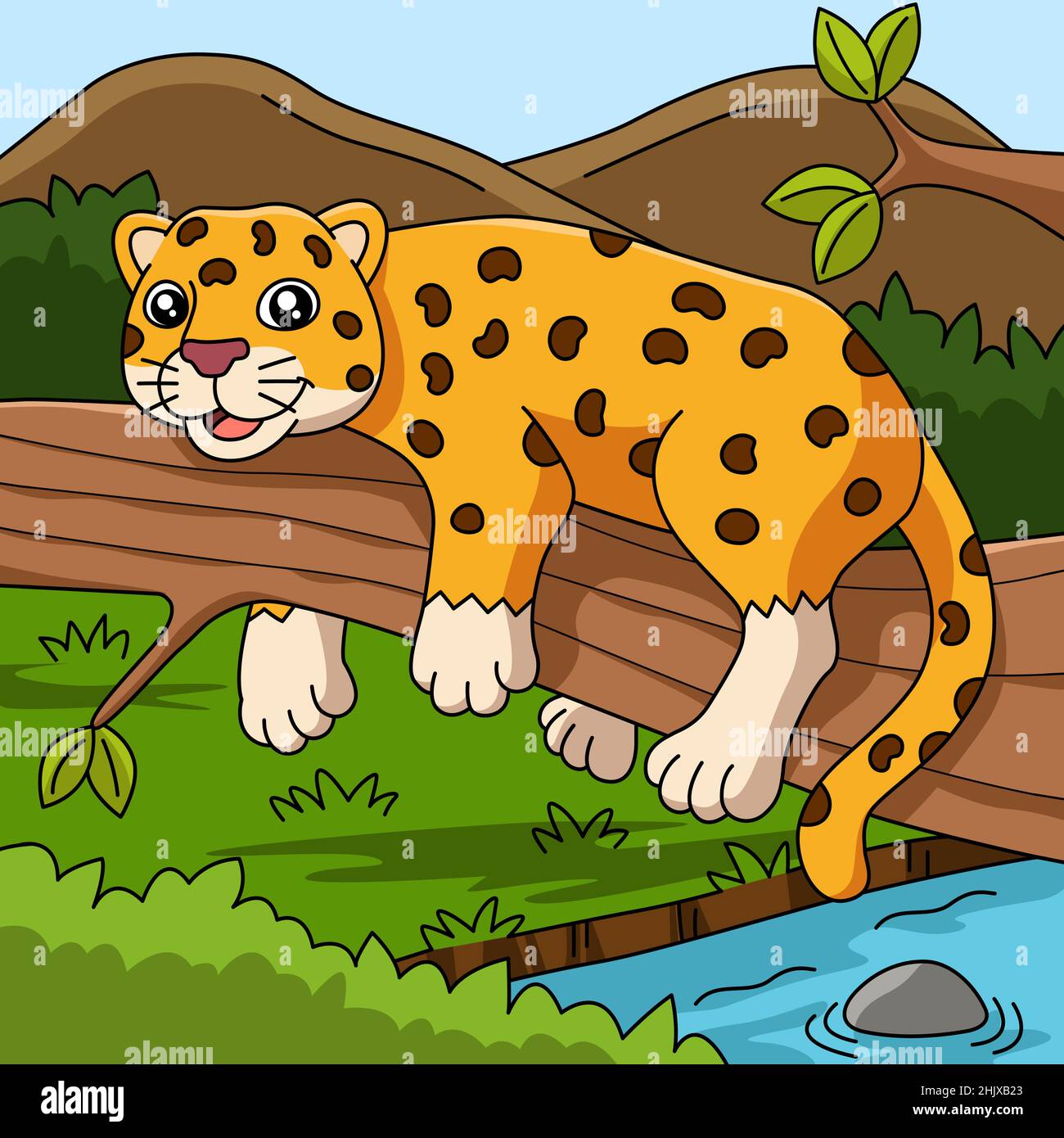 Jaguar Cartoon Vektor Farbige Illustration Alamy