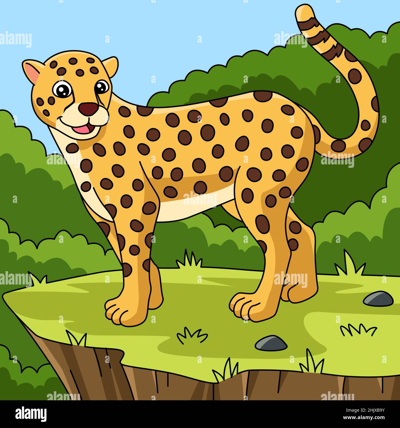 Cheetah Cartoon Vektor Farbige Illustration Stock Vektor