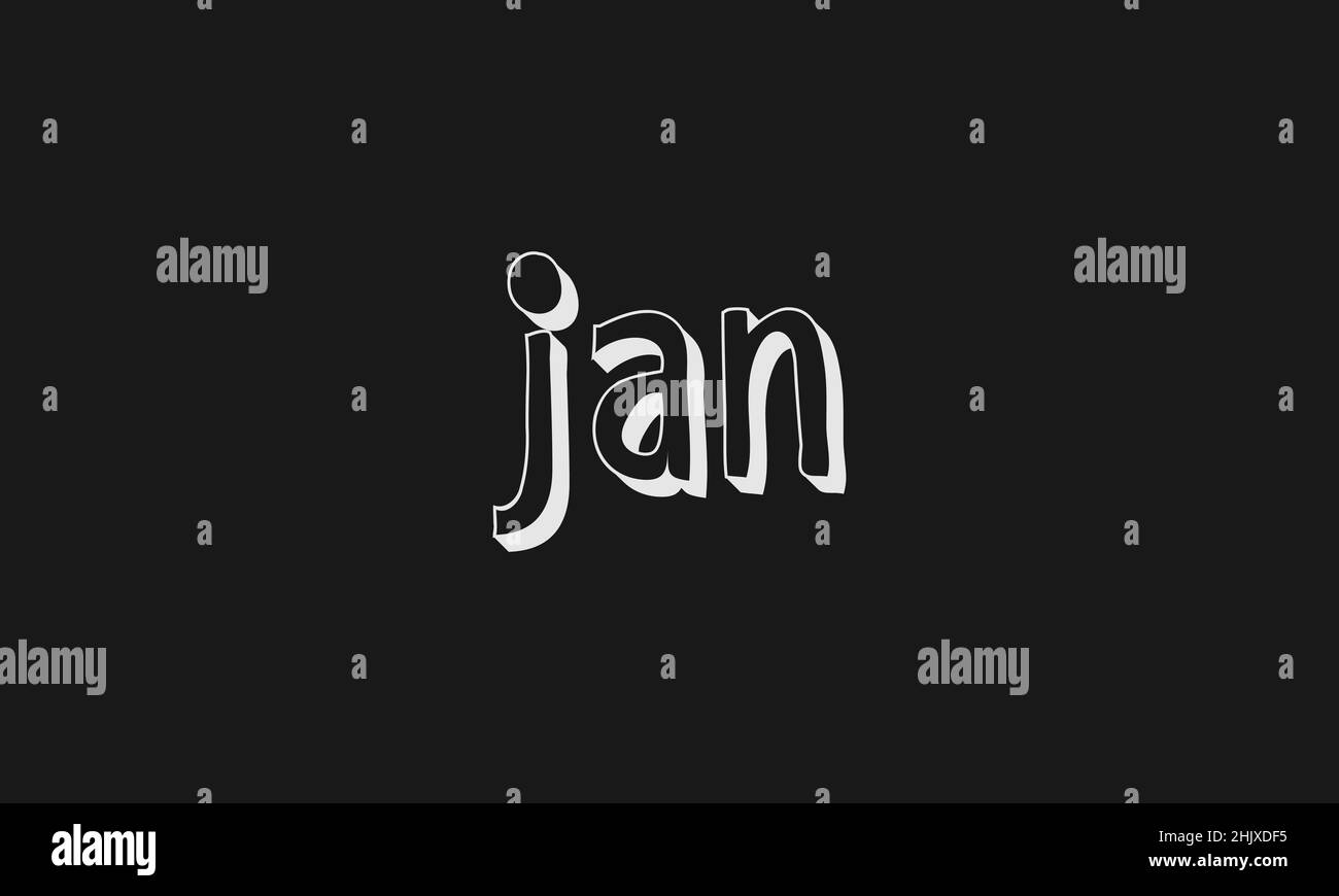 Wort JAN in Buchstaben - anfängliches Vektordesign - Premium-Symbolvektor Stock Vektor