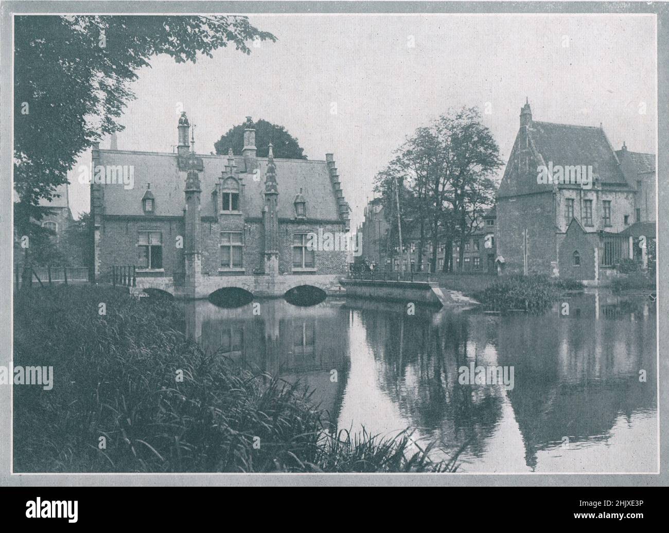 Die Schleusen des Minnewater, Brügge. Belgien (1925) Stockfoto