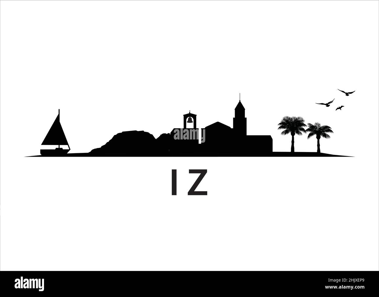 Iz , Skyline Der Kroatischen Insel Stock Vektor