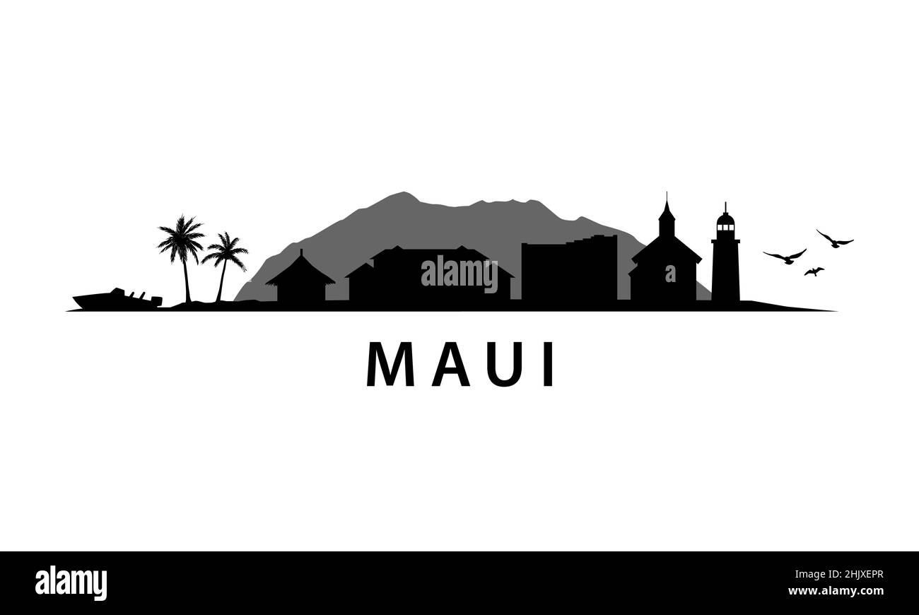 Maui Hawaii American Island in USA Skyline Landschaft Vektorgrafik Stock Vektor