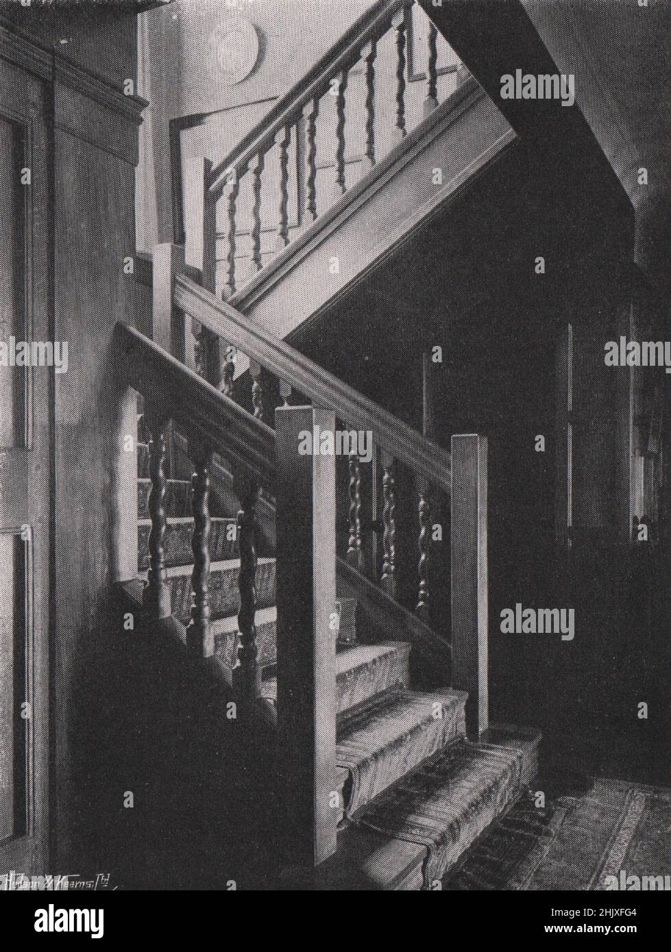 Die Treppe. Yorkshire. Bishopsbarns, York. - Entworfen von Herrn Walter H. Brierley (1922) Stockfoto