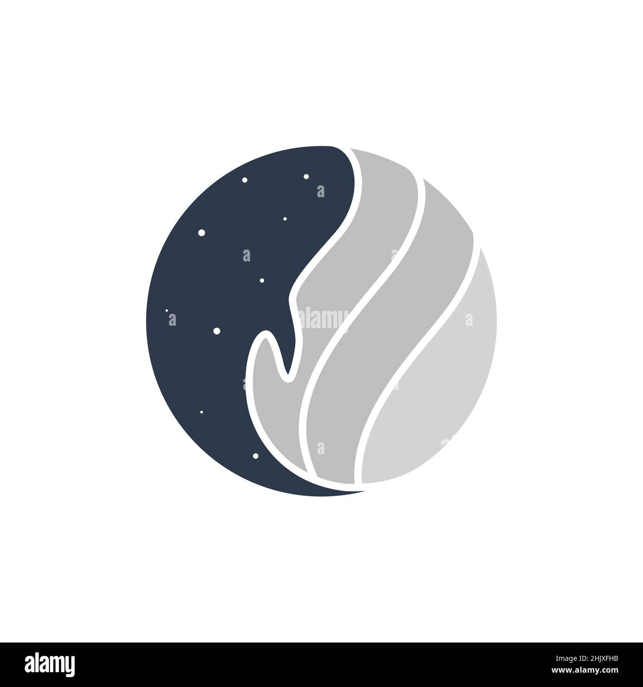 Kreis mit Wal und Space Stars Logo-Design, Vektor-Grafik Symbol Symbol Illustration kreative Idee Stock Vektor